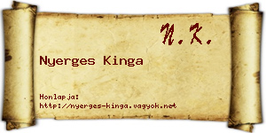 Nyerges Kinga névjegykártya